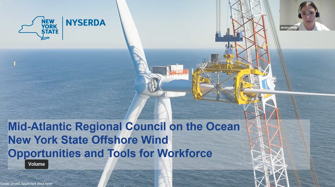 A screen capture from the Oct. 10 NYSERDA offshore wind workforce initiatives webinar.